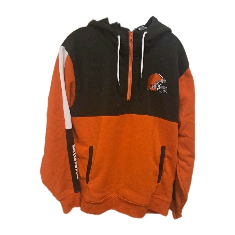 NFL Team Apperal Cleveland Browns Men's Quarter-Zip Pullover  Size XL Used Good